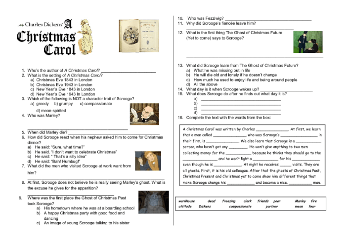 A christmas carol worksheets pdf