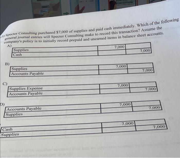 Specter consulting purchased 7000 of supplies