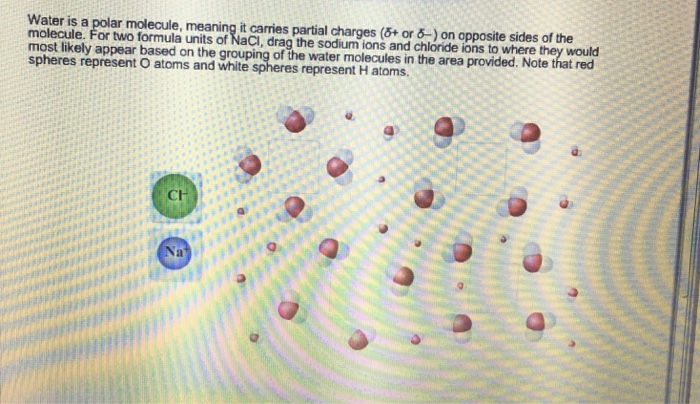 Water is a polar molecule meaning it carries partial charges